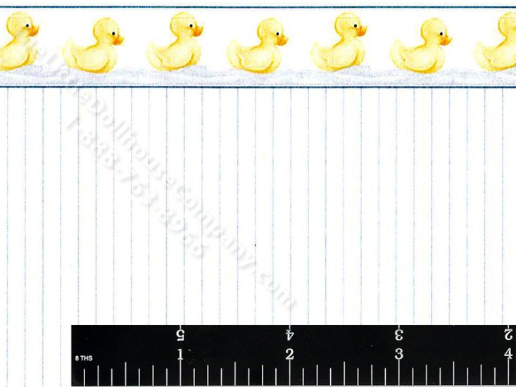 (image for) Yellow Stripe Wallpaper w/ Duck Border for Dollhouses
