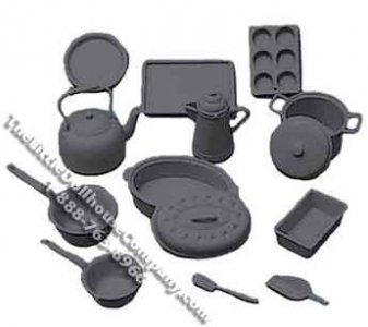 (image for) Miniature Cookware Kit for Dollhouses