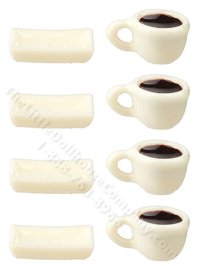 (image for) Miniature Set of 4 Cappucino Cups and Saucers for Dollhouses