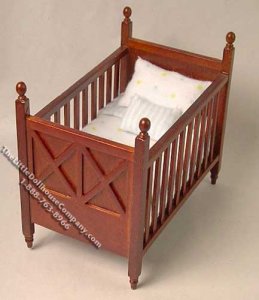 (image for) Miniature Ashley Spice Crib for Dollhouses