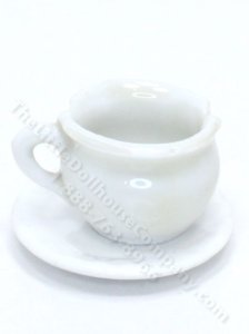 (image for) As-Is Miniature White Porcelain Chamber Pot and Saucer