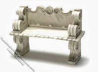 (image for) Miniature Victorian Gray Stone Bench for Dollhouses