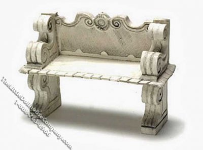 (image for) Miniature Victorian Gray Stone Bench for Dollhouses