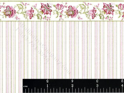 (image for) Dollhouse Scale Model Wallpaper Pink Jacobean Stripe Pattern