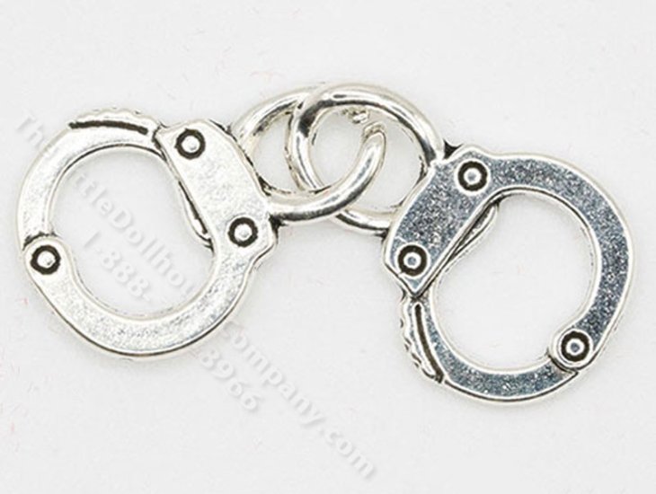 (image for) Miniature Silver Handcuffs For Dollhouses