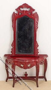 (image for) Miniature Mahogany Demi Table w/Mirror for Dollhouses