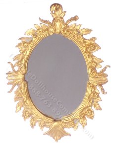 (image for) Miniature Oval Antique Mirror for Dollhouses - Antique
