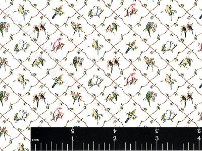 (image for) White Bird Pattern Miniature Wallpaper for Dollhouses