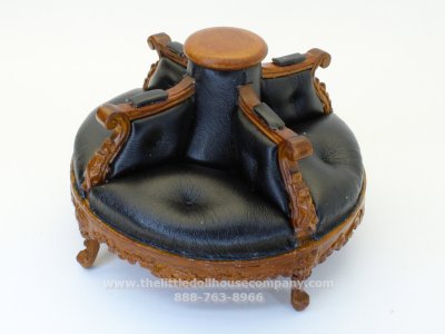 (image for) Miniature Round Walnut & Leather Conversation Chair