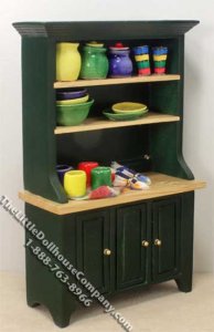 (image for) Miniature Green Hutch w/Accessories By Barb for Dollhouses