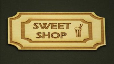 (image for) Dollhouse Miniature Wood Store Plaque - "Sweet Shop"