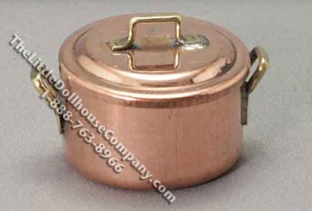 (image for) Miniature Large Copper Saucepan with Lid for Dollhouses