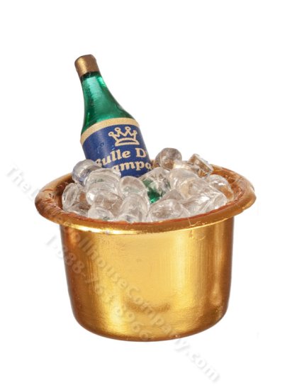 (image for) Miniature Ice Bucket and Champagne for Dollhouses