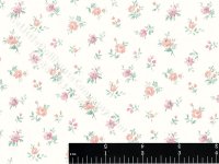 (image for) Pink Flowers on Cream Miniature Wallpaper for Dollhouses