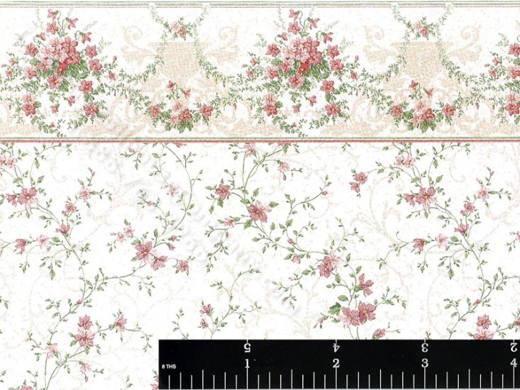 (image for) Sonata Pattern Miniature Wallpaper for Dollhouses - Pink