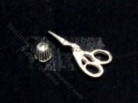 (image for) Miniature Sewing Scissors and Thimble for Dollhouses