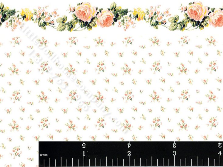 (image for) Dollhouse Scale Model Peach Floral Wallpaper