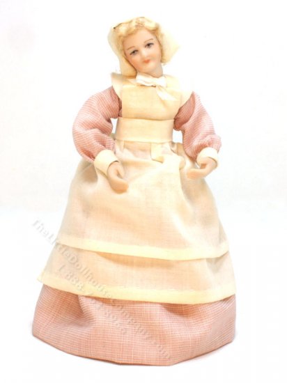 (image for) Porcelain Victorian Maid Doll in Pink Dress by Joy Parker