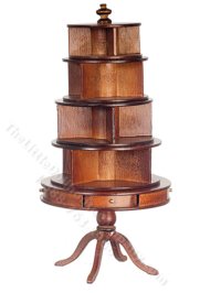(image for) Miniature Round Walnut Bookcase for Dollhouses