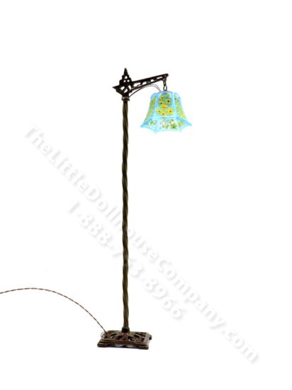 (image for) Art Deco Brass Bridge Floor Lamp - Blue shade by Jim Pounder