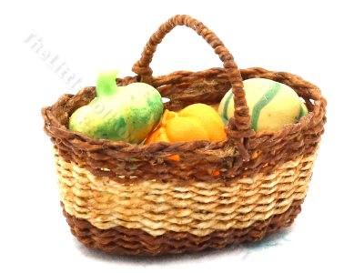 (image for) Dollhouse Miniature Basket of Gourds