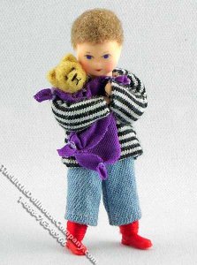 (image for) Nico Flexible Boy Doll w/Teddy Bear by Erna Meyer for Dollhouses