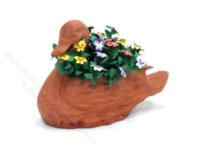 (image for) Miniature Terracotta Swan Planter for Dollhouses