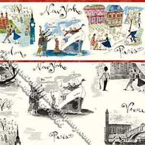 (image for) Bon Voyage Pattern Miniature Wallpaper for Dollhouses