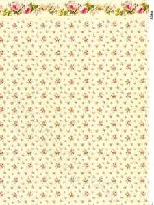 (image for) Yellow Floral Pattern w/ Border Wallpaper for Dollhouses