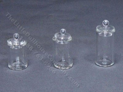 (image for) Set of 3 Miniature Glass Containers for Dollhouses