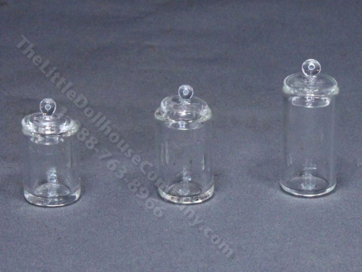 (image for) Set of 3 Miniature Glass Containers for Dollhouses