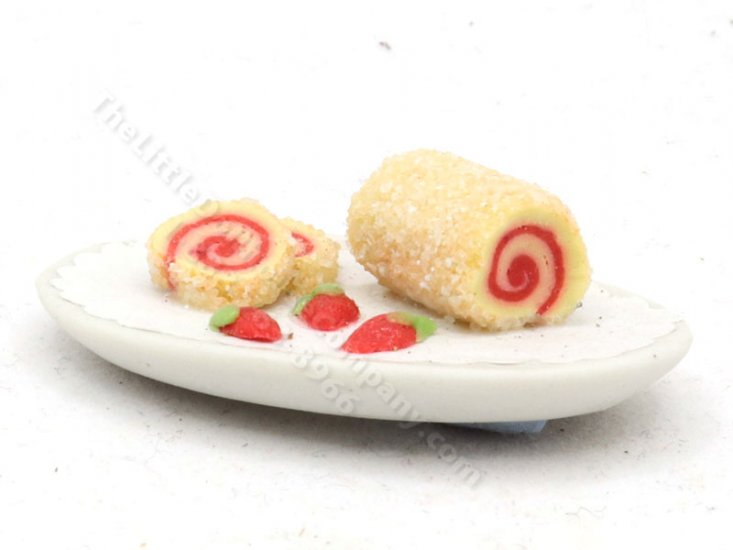 (image for) Miniature Vanilla Swiss Roll with Strawberries