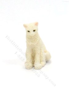 (image for) Dollhouse Scale Model Sitting White Cat