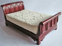 (image for) Miniature Mahogany Sleigh Bed for Dollhouses