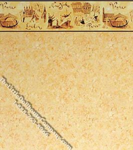 (image for) Bon Voyage on Marble Pattern Miniature Wallpaper for Dollhouses