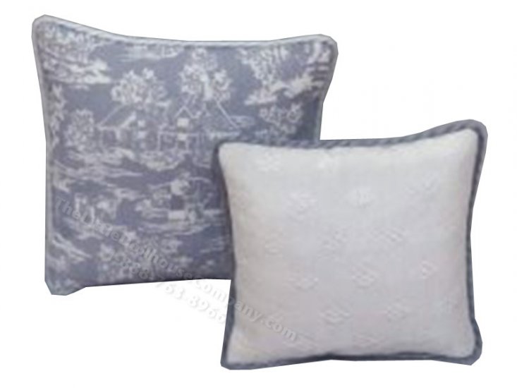 (image for) Miniature Steel Blue Toile and White Two Piece Pillow Set