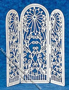 (image for) Miniature 3-Panel White Wire Floor Screen for Dollhouses