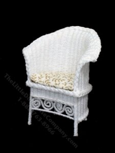(image for) Miniature Tan and White Wicker Chair for Dollhouses