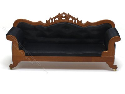 (image for) Miniature Black Silk and Walnut Sofa