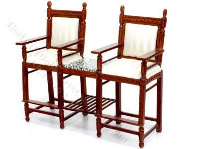 (image for) Miniature Walnut Gallery Spectator Chairs for Dollhouses