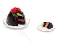(image for) Dollhouse Scale Model Sliced Cake with Serving
