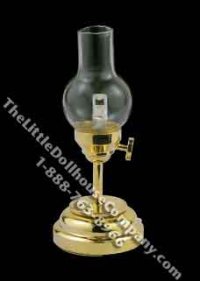 (image for) Miniature Brass LED Hurricane Table Lamp for Doll Houses