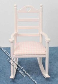 (image for) Miniature Pink Rocking Chair with Pink Seat for Dollhouses