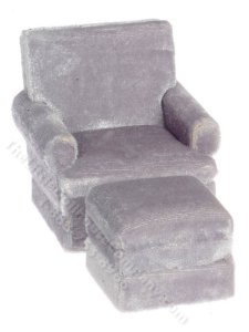 (image for) Miniature Traditional Grey Chair and Otttoman