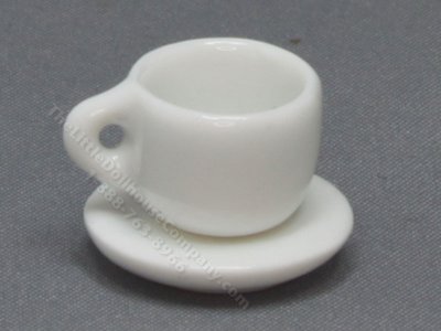 (image for) Miniature Ceramic White Tea Cup and Saucer