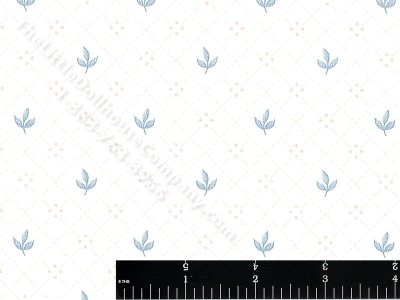 (image for) Blue Leaves in Lattice Miniature Wallpaper for Dollhouses