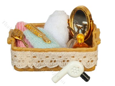 (image for) Miniature Vanity Set Basket for Dollhouses