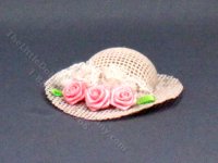 (image for) Miniature Pink Straw Sun Hat for Dollhouses