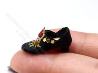 (image for) Embroidered Black Heels with Strap & Buckle by Judith Blondell