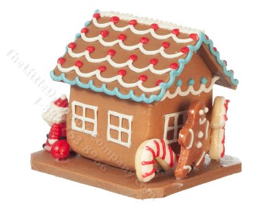 (image for) Miniature Gingerbread House with Santa for Dollhouses